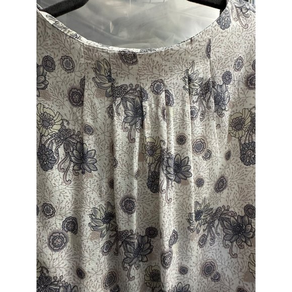 Lucky Brand NWT size L long sleeve gathered cuff and hem blue print Boho top - Picture 6 of 12